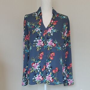 Express Floral Blouse - Dusty Blue